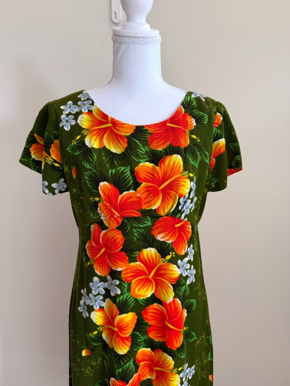Vintage Pomare 60s Hawaiian Dress Size 14 Retro Aloha Floral Hibiscus - Picture 5 of 9